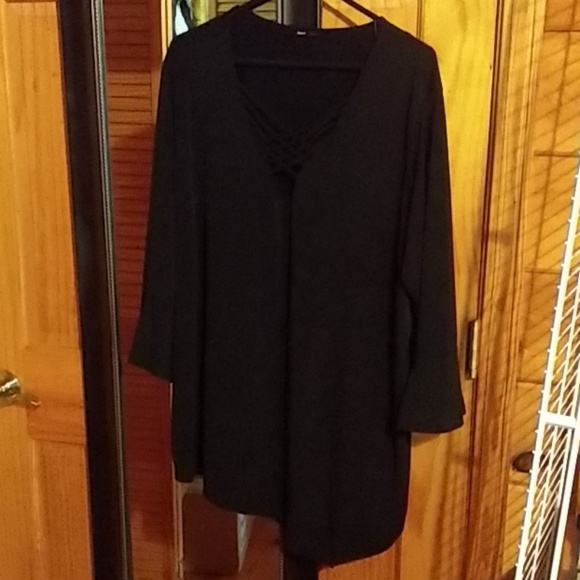 Unknown Tops - High Low Blouse Criss Cross